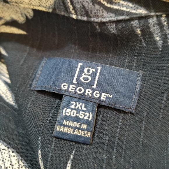 GEORGE Button Up Shirt Men's Short Sleeve Blue Floral Tropical Size 2XL ( 50-52) - Picture 7 of 10